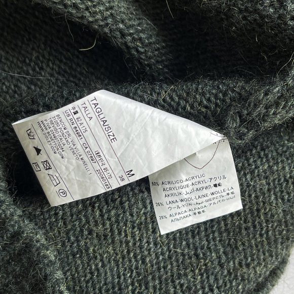 Stile Benetton Forest Green Wool Alpaca Shawl Collar Sweater Pullover Men Sz M - Picture 8 of 9